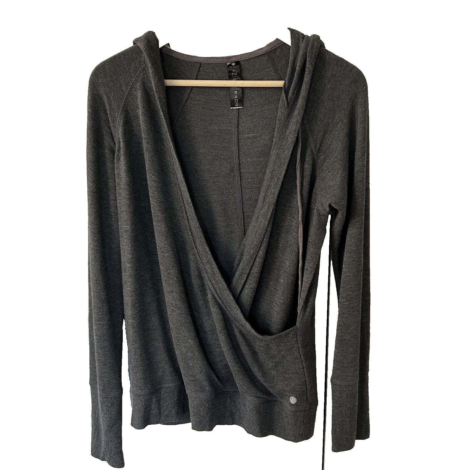 yogalicious hooded pullover faux wrap front athletic long sleeve hoodie