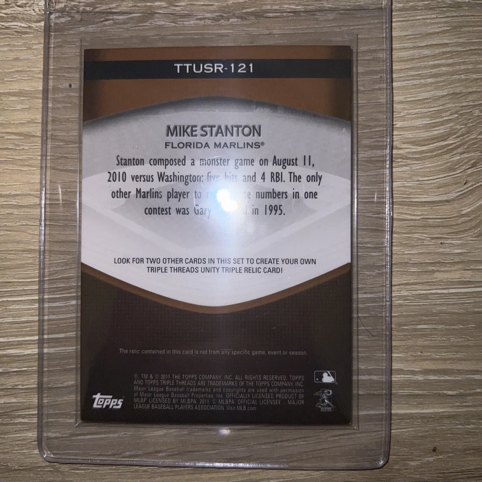 2011 Topps Triple Threads Unity Relic Sepia /27 Giancarlo Stanton Mike - Image 3 of 4