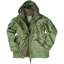 Army Waterproof Parka Military ECWCS Hooded Jacket with Fleece Olive Green S-3XL