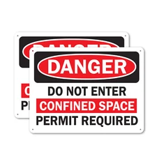 (2 Pack) Do Not Enter Confined Space Permit Required OSHA Danger Sign Decal