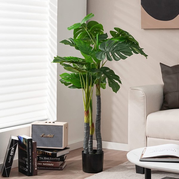 Kunstpflanze 120Cm Zimmerpflanze Monstera Dekopflanze Palme Mit 20 BläTtern-image