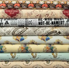Harry Potter Cotton Fabric By The 1/4 Quarter Yard -CHOOSE PRINT- Hogwarts Print