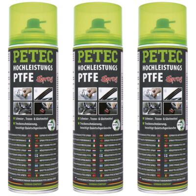 3 x Petec PTFE Spray Transparent 500ml 74050 Schmieren Trennen Gleiten