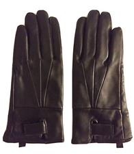 Women's Size Medium Black Sheep Skin Leather Gloves Hook  Loop Adjustable Wrist