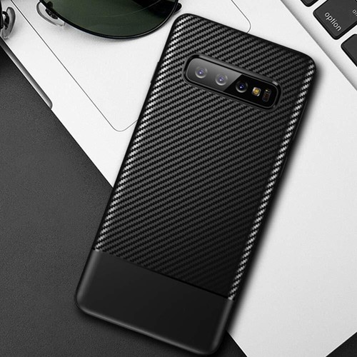 Hülle für Samsung Galaxy S10 Plus Schutzhülle Silikon Case Schwarz Carbon Optik - Bild 8 von 9