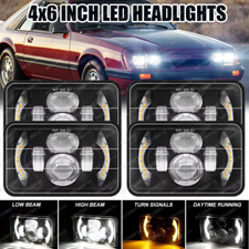 4pcs For Ford Mustang 1979-1986 Dot 4x6 Led Headlights Hilo Sealed White Drl