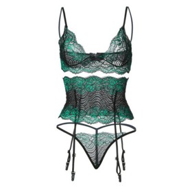 Sexy Lingerie Set with Garter Belt Lace Teddy Chemise Babydoll Sleepwear US