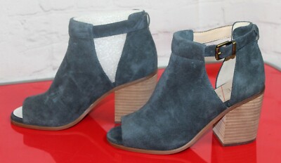 AM ~ Sole Society So-Ferris Suede Peep Toe Heels Shoes Bootie Blue Sz 6.5M