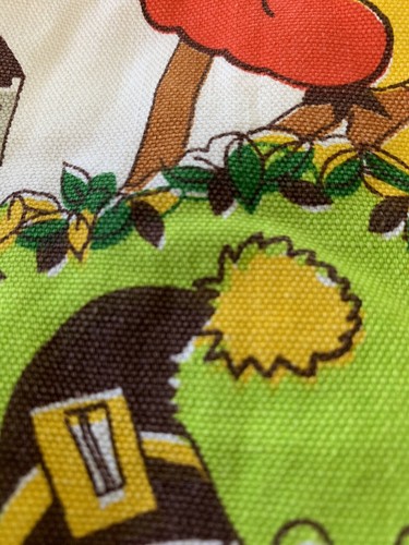 Vtg 60s-70s Child’s Canvas Sleeping Bag Magic Mushrooms Gnomes Forest Whimsical - Picture 11 of 16