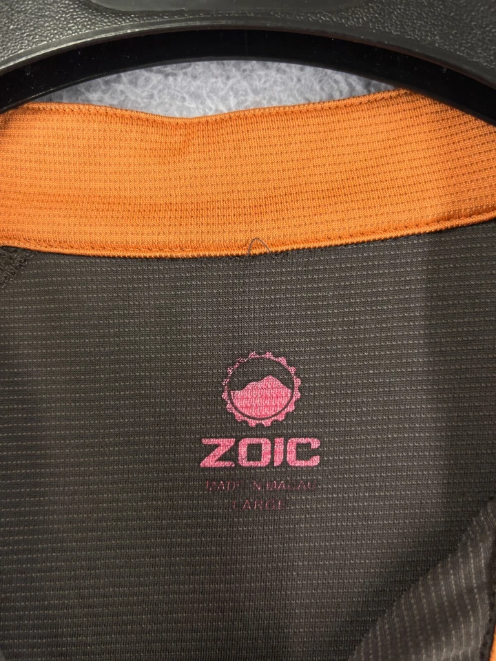Jersey de ciclismo Zoic adulto grande marrón gris naranja 1/2 cremallera bolsillos de poliéster Foto 3 de 4