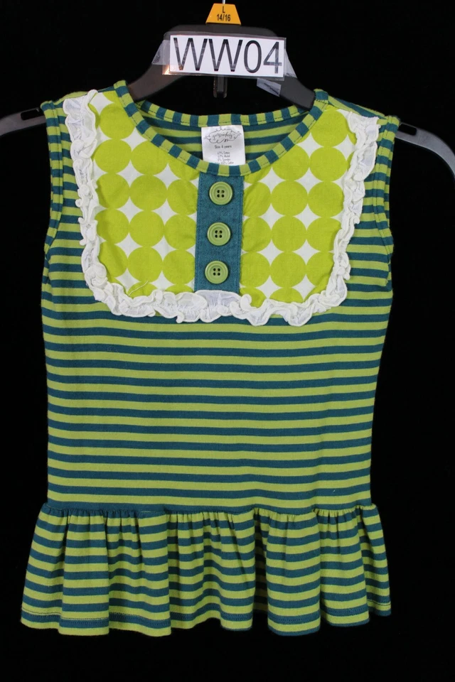 PERSNICKETY Forget Me Not LOU LOU Top con Volantes Verde LIMA Lunares Rayas TRAJE 4 Foto 4 de 4