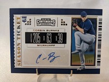 2019 Panini Chronicles - Contenders Season Tickets Gold #13 Corbin Burnes /99