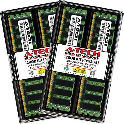 A-Tech 128GB Kit 4x32GB 2Rx4 PC4-19200 ECC LRDIMM DDR4 2400MHz Server Memory RAM