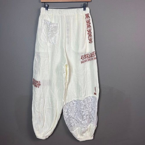 POL pants medium New Double Gauzed Embroidered Lace Pantaloons hippie festival - Picture 8 of 14