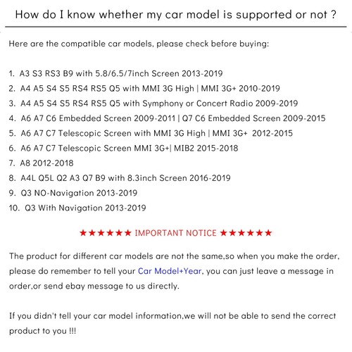 Fit For Audi A3 A4 A5 A6 A7 Q3 Q5 Q7 Wireless CarPlay Android Auto Retrofit Kit - Picture 2 of 35