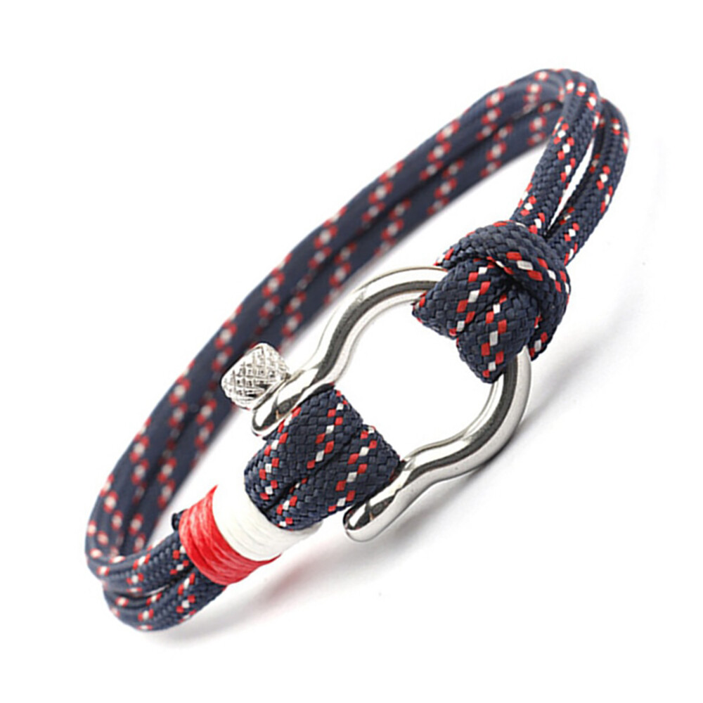 Zense - Bracciale marinaio con cordino blu e chiusura a moschettone ZB0337