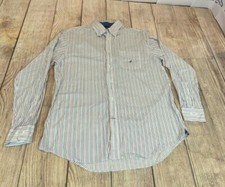 NICE Nautica Sailing White Blue Red Striped Long Sleeve Button-Up Shirt Large