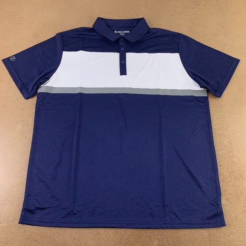 Holloway Adult Size XL Navy/White Short Sleeve Prism Bold Polo Shirt 222576 New