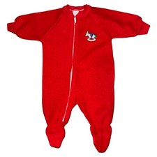 Vintage Carters 0-6 Months Red Blanket One Piece Pajama Zip Sleeper Horse Footed