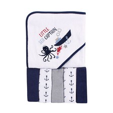 Luvable Friends Hooded Towel with Five Washcloths, Sea Captain, One Size