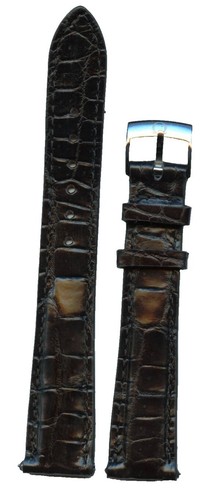 Black Genuine Alligator Watch Strap 16mm, 17mm, 18mm, 19mm & Steel Omega Buckle - Picture 2 of 5