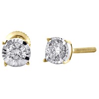 10K Gelbgold Wunder Set Rund Diamant 4 Zacken Ohrstecker 4.75Mm Ohrringe 1/3 Ct