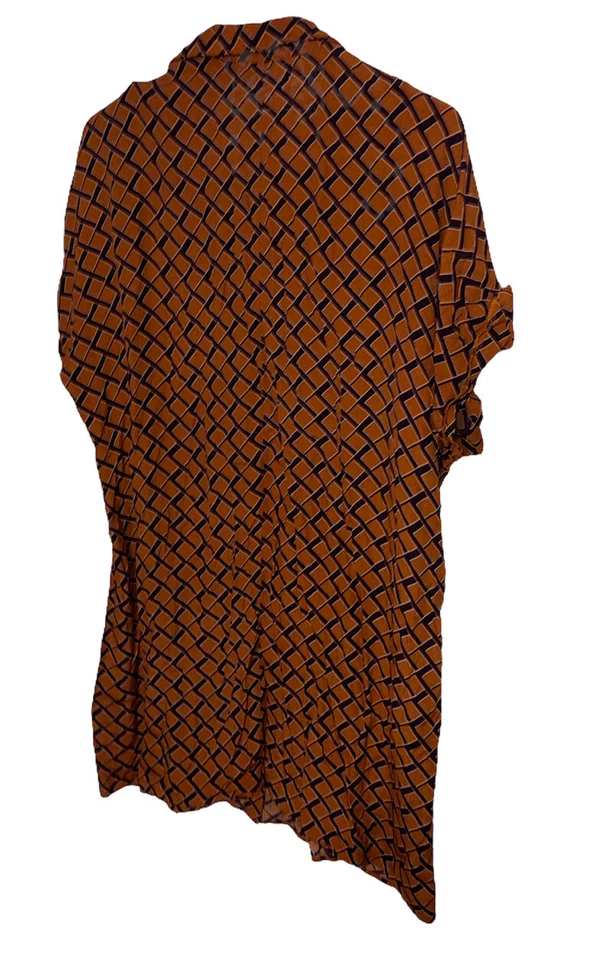 Forever 21 Plus 女式迷你连衣裙 0X 码棕色黑色十字准线纽扣前襟 — 第 2/4 张图片