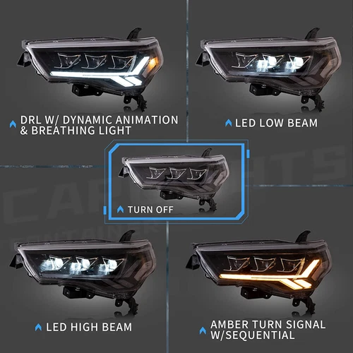 VLAND LED Reflector Head Lights Clear For 2014-2023 Toyota 4Runner W/Sequential - Bild 3 von 13