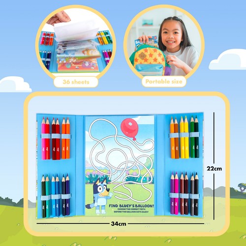 Bluey Travel Activity Set With Coloured Pencils and Activity Sheets - Picture 3 of 6