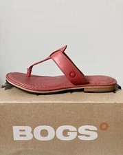 BOGS Flip Flop Leather Sandals Pink 6.5 Fits Size 7 As Well