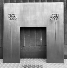 RESTORED CAST IRON FIRE SURROUND FIREPLACE INSERT SQUARE FRAME EDGE
