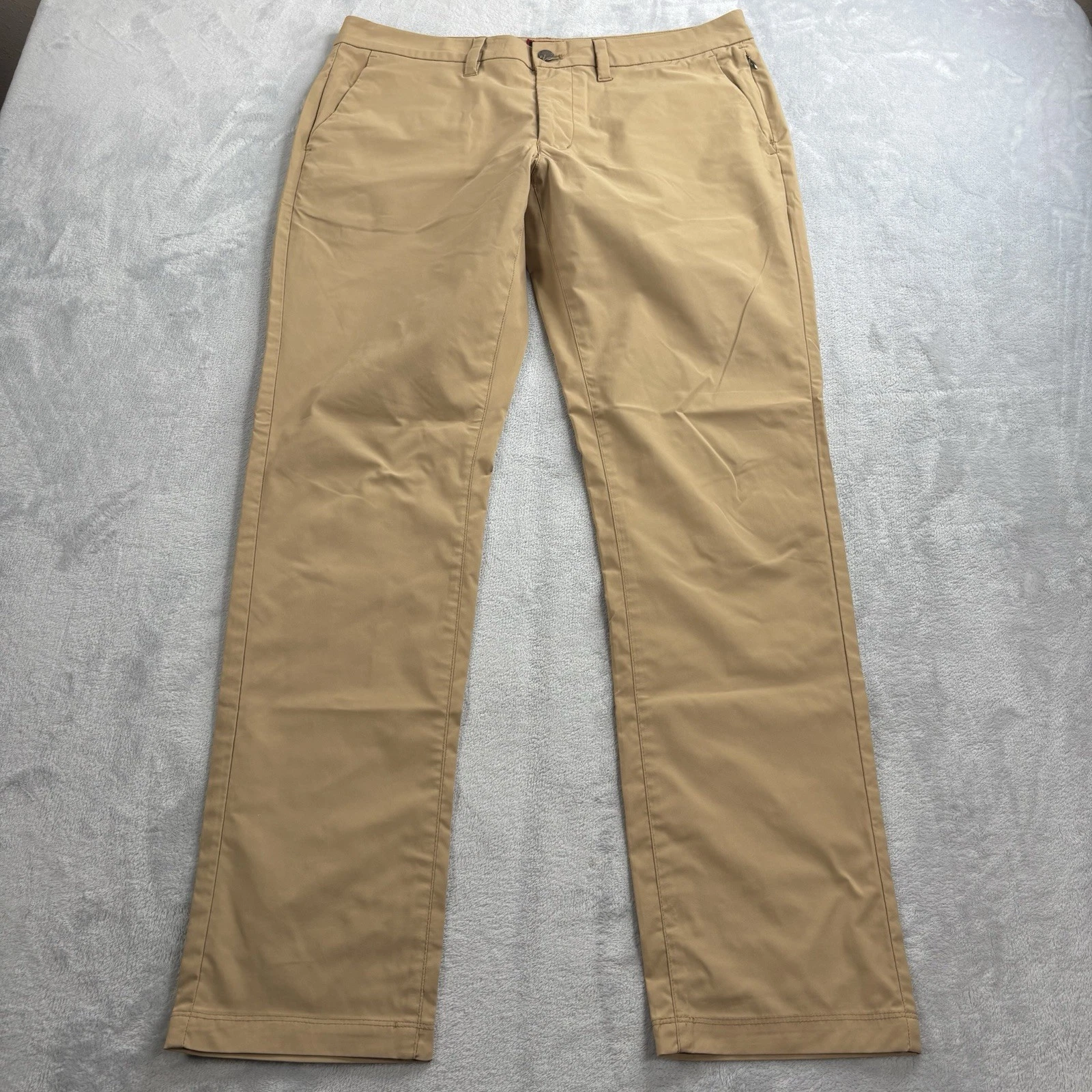 Untuckit Chancellor Chino Pants Mens 34x32 Beige Solid Performance Straight Leg