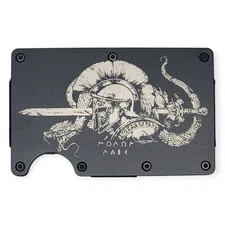 Engraved In USA, Spartan Snake Molon Labe Slim Wallet, RFID Blocking, Metal