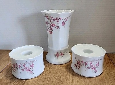 Eschenbach Bavaria Germany Vase & Pair of Matching Candle Holders