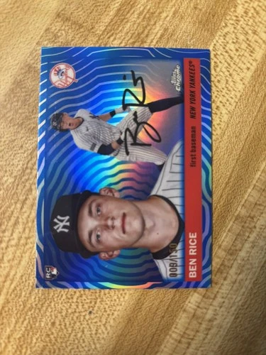 2025 Ben Rice Topps Chrome Platinum Anniversary Blue Vibrations /150 Yankees RC