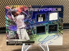 Ozzie Albies 2022 Panini Spectra Baseball Quad Relic Auto Fireworks /8 #FFS-OA