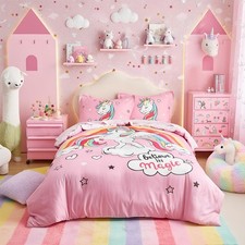 Unicorn Duvet Cover Set Twin 3 Piece 1 Pink Girls Duvet Cover  2 Pillow Sha...