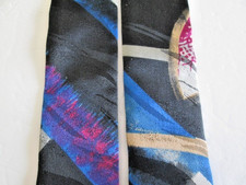 Vintage CAS West Germany Blue Purple Abstract Stretch Y Back Clip Suspenders