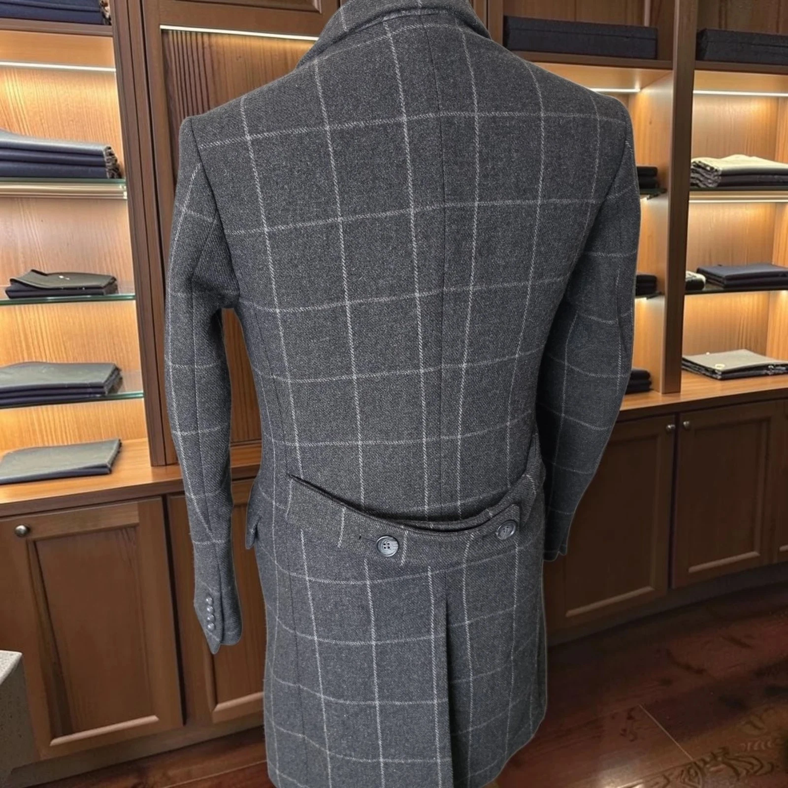 Bonobos Wool Overcoat 38r Slim Fit Half Belted Windowpane image 16