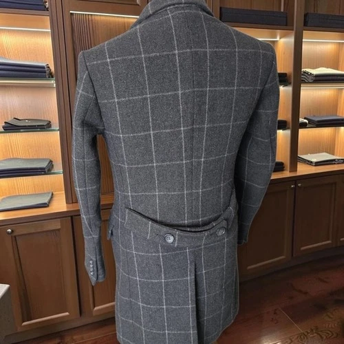 Bonobos Wool Overcoat 38r Slim Fit Half Belted Windowpane image 16