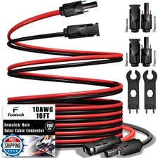 Feotech Twin Wire 10FT Solar Extension Cable - 10AWG (6mm²) Solar Panel Conne