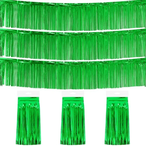 Metallic Foil Fringe Garland 6 Pack Tinsel Streamers – Green 10 Feet