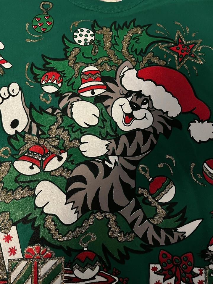Sudadera Suéter Vintage Mujer Gato Navidad NAVIDAD TALLA M Foto 2 de 4