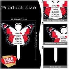 Jiasku Angel Butterfly Memorial Garden Stake, White Metal Grave Marker