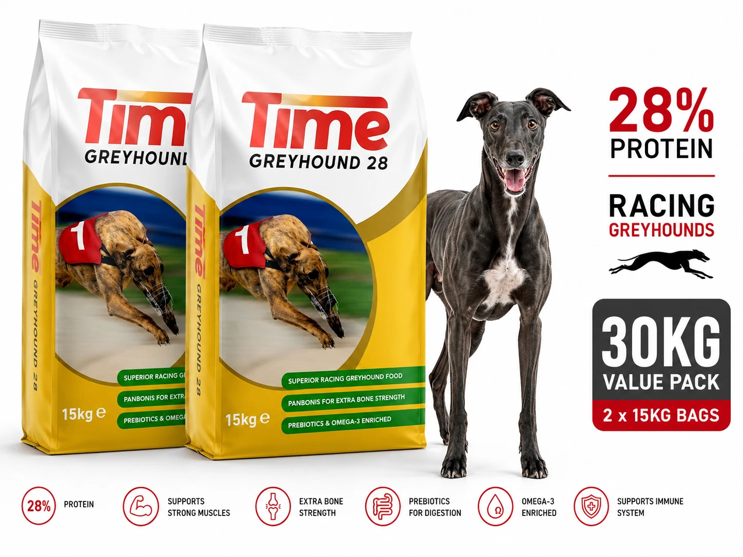 Time Gain 28 Greyhound 2 x 15kg Dog Food 30Kg FREE DELiVERY
Opens in a new window or tab