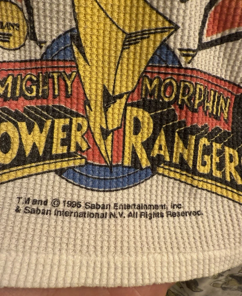 Винтаж 1995 Power Rangers пижамы для мальчиков размер 8 длинным рукавом тепловой верхний редкая - Изображение 3 из 4