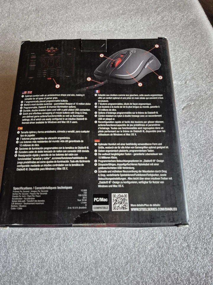 SteelSeries Diablo 3  Mouse Mit OVP  teilweise Defekt  - Bild 2 von 4