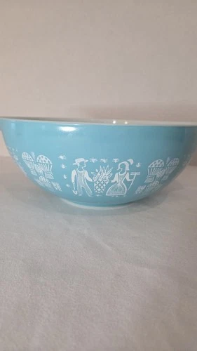 Vintage Pyrex 444 Turquoise Amish Butterprint Cinderella Mixing Bowl (4 Quart)