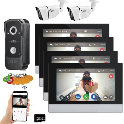 Wired Video Intercom System 7-inch HD Touchscreen Door Phone with WiFi Connect
