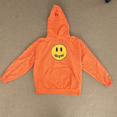 drew house Orange Pullover Hoodie M Graphic Print Logo Hooded w/ Pockets
